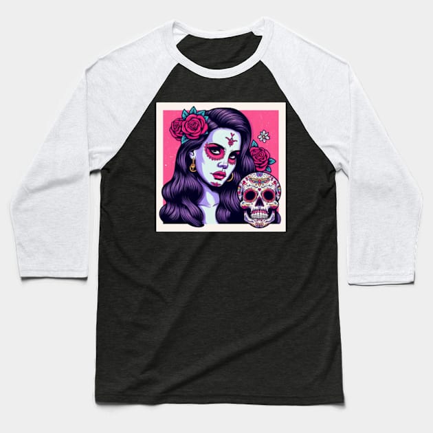 Lana Del Rey of the Dead Baseball T-Shirt by Tiger Mountain Design Co.